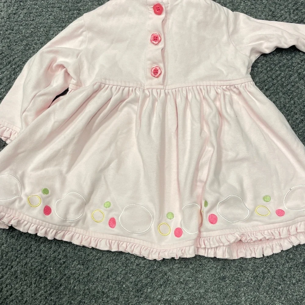 Hanna Andersson Light Pink long sleeve Circles Ruffles dress 70 cm/6-12 months